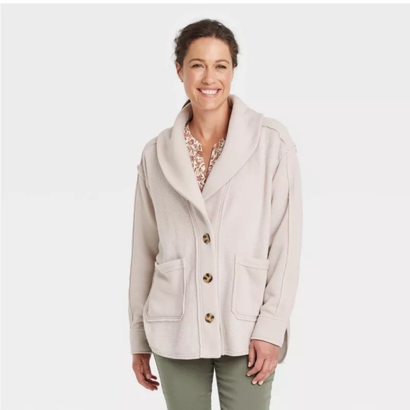 Knox Rose Cream Button Front Jacket size Large - Picture 1 of 7